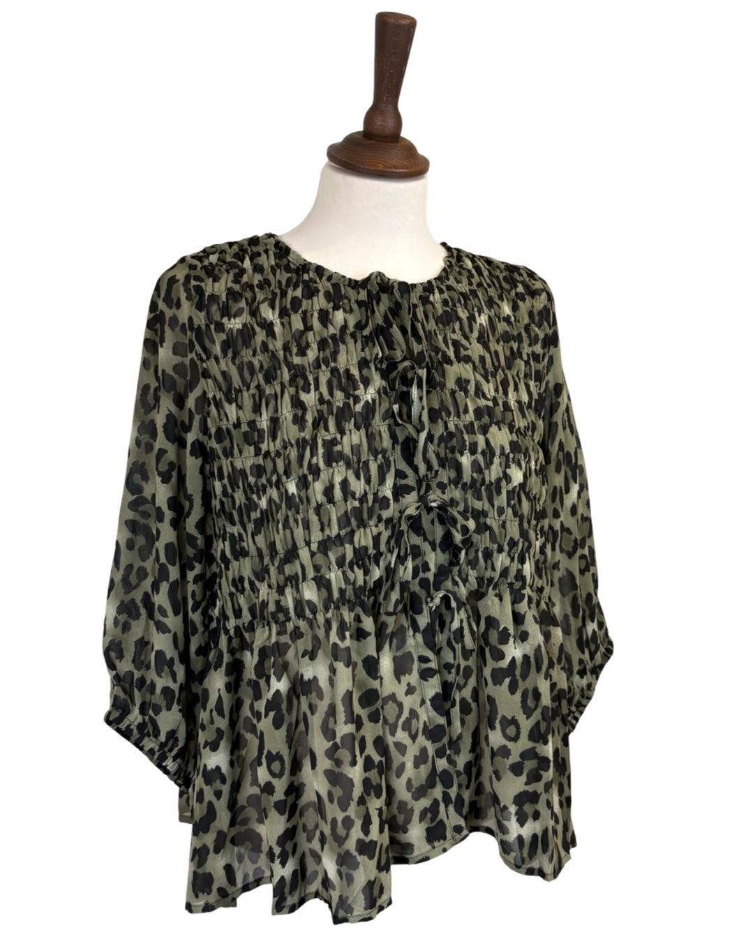 Angel Leopard Tie Front Blouse