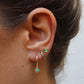 Gold Double Gem Stud With Green Cubic Zirconia