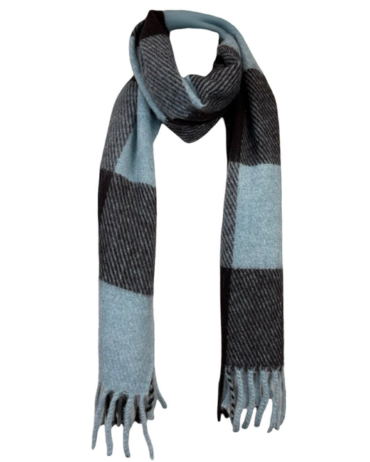 Lined Check Tassel Scarf