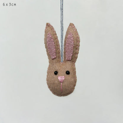 Small Hanging Rabbit Head-Beige