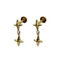 Gold Double Star Drop Stud