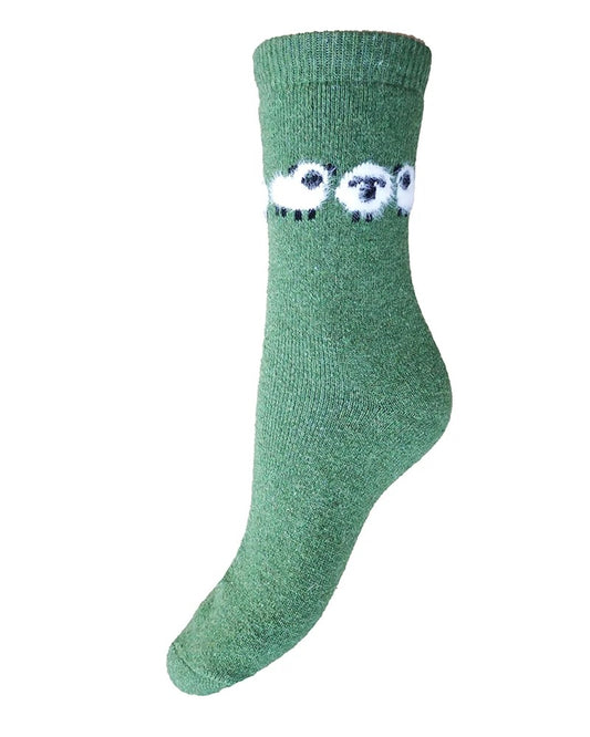 Green Fluffy Sheep Socks