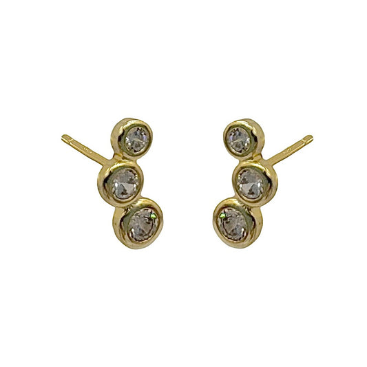 Gold Trio Stud With Cubic Zirconia