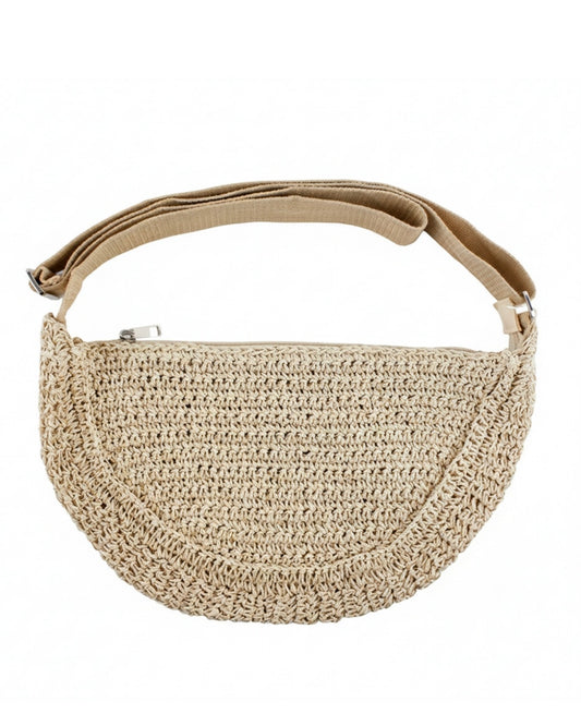 Straw Half Moon Crossbody bag