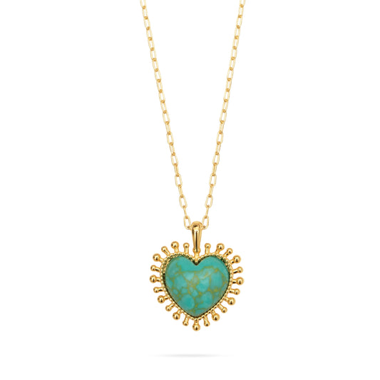 Talis Chains Mini Heart Pendant Necklace - Turquoise