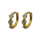 Gold Square Trio Gem Cubic Zirconia Huggie