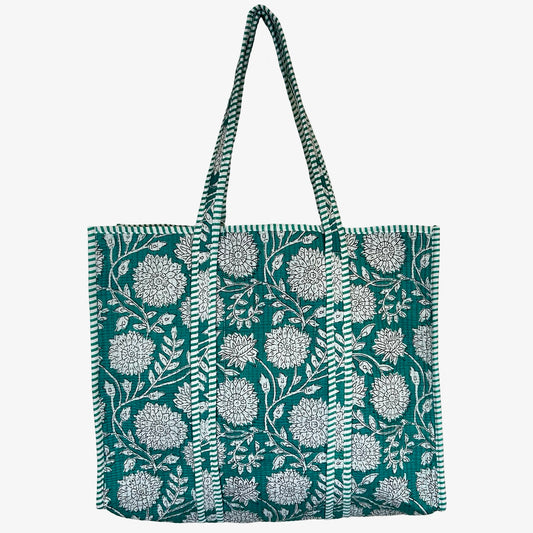 Lotus Block Print Tote Bag