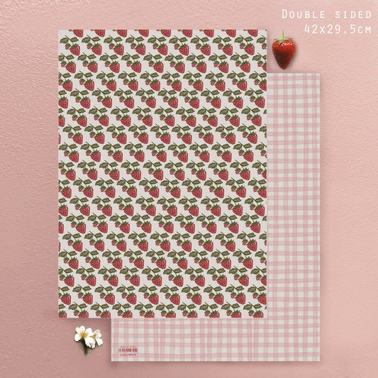 Small Gift Wrap Sheet-Strawberries