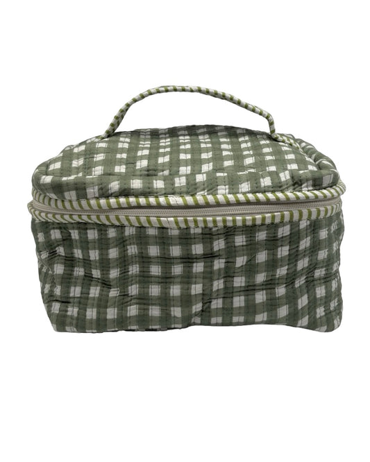 Gingham Trio Vanity Block Print Cosmetic Bags
