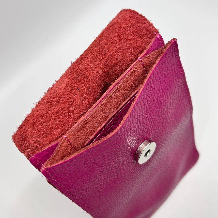 Leather Popper Phone Pouch Crossbody Bag