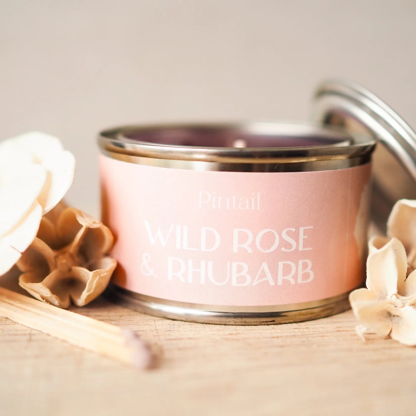 Wild Rose & Rhubarb Candle Tin