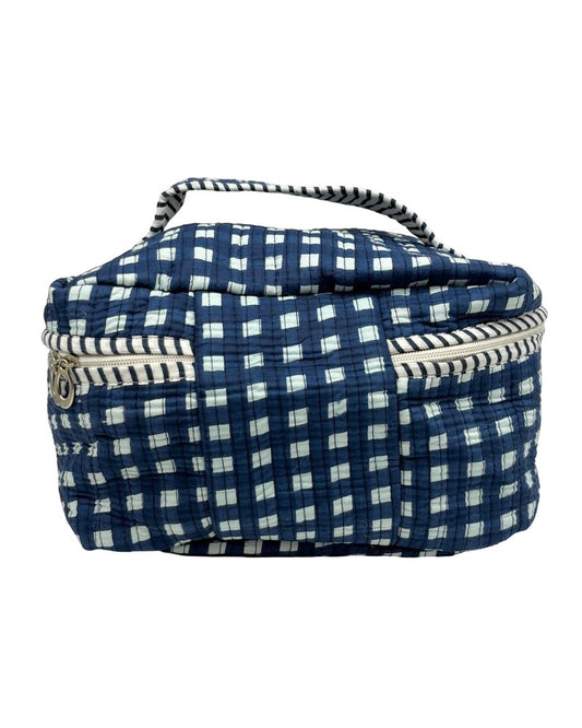 Gingham Trio Vanity Block Print Cosmetic Bags