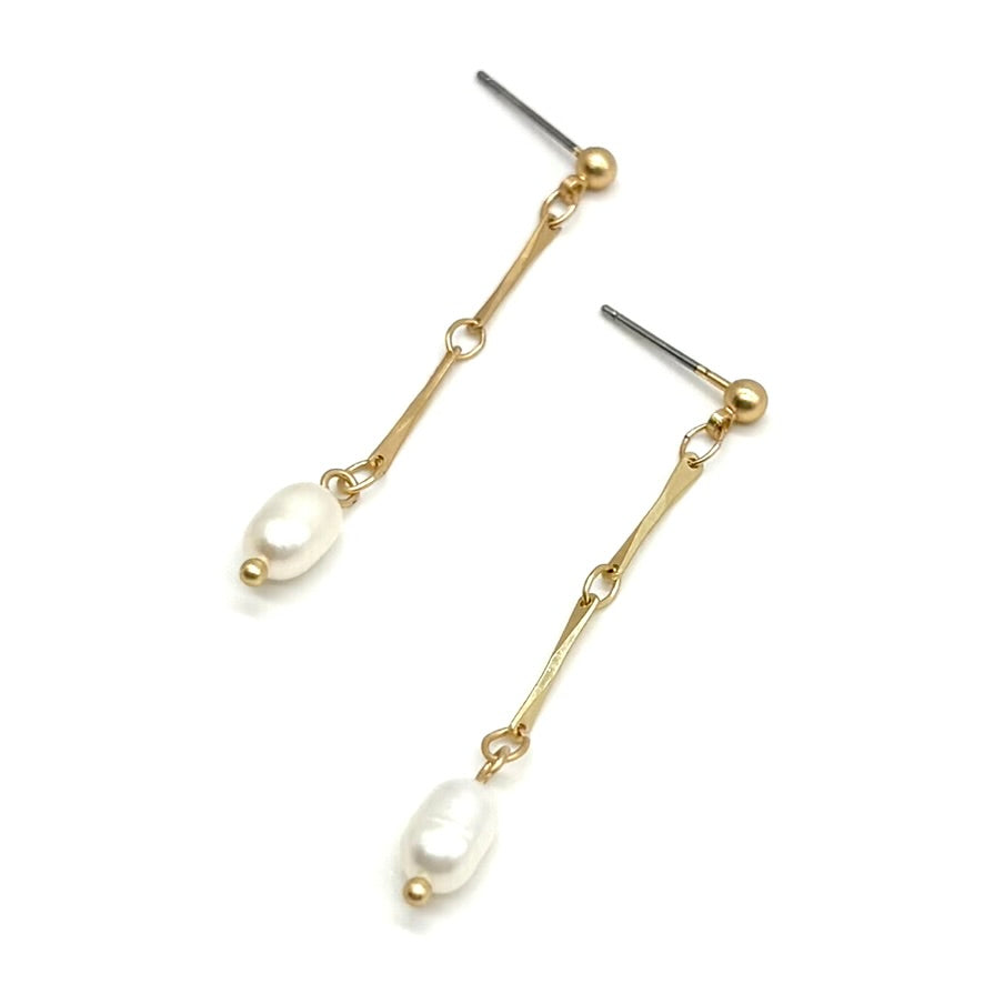 Double Link Pearl Drop Earrings