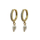 Gold Mother Of Pearl Drop Huggies With Cubic Zirconia
