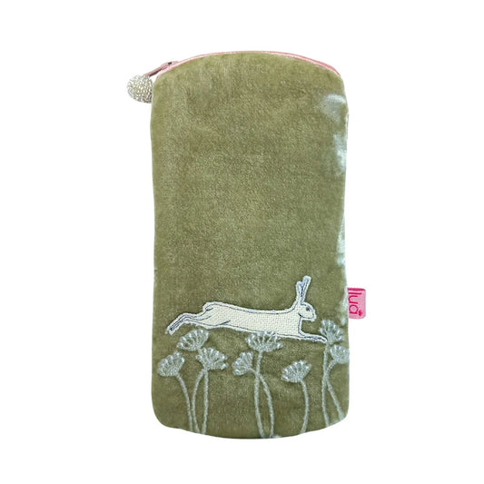 Leaping Hare Velvet Glasses Purse