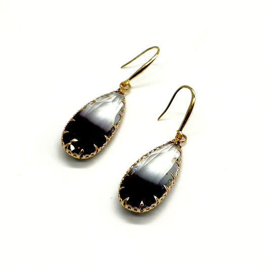 Two Tone Tear Drop Earrings