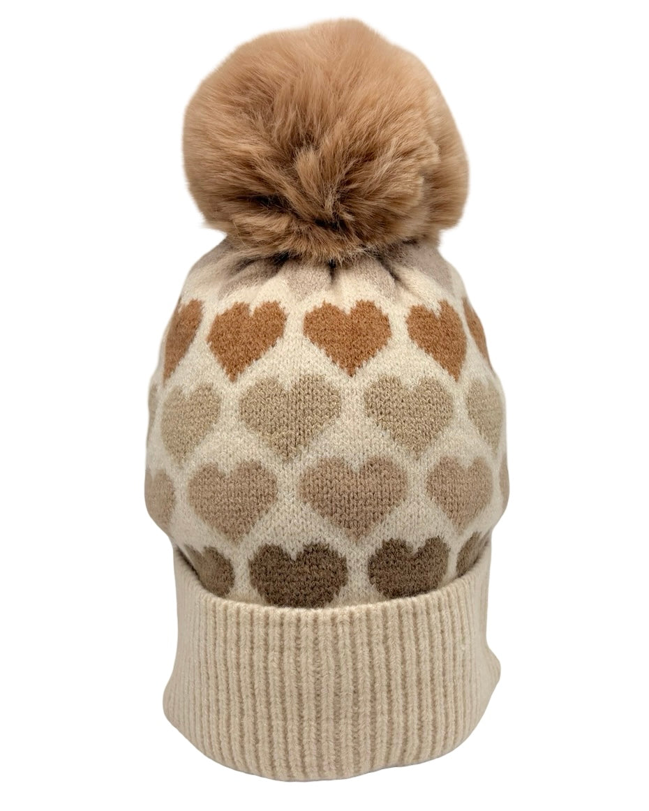 Heart Pom Pom Hat