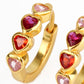 Gold Multi Pink CZ Heart Hoop Earrings