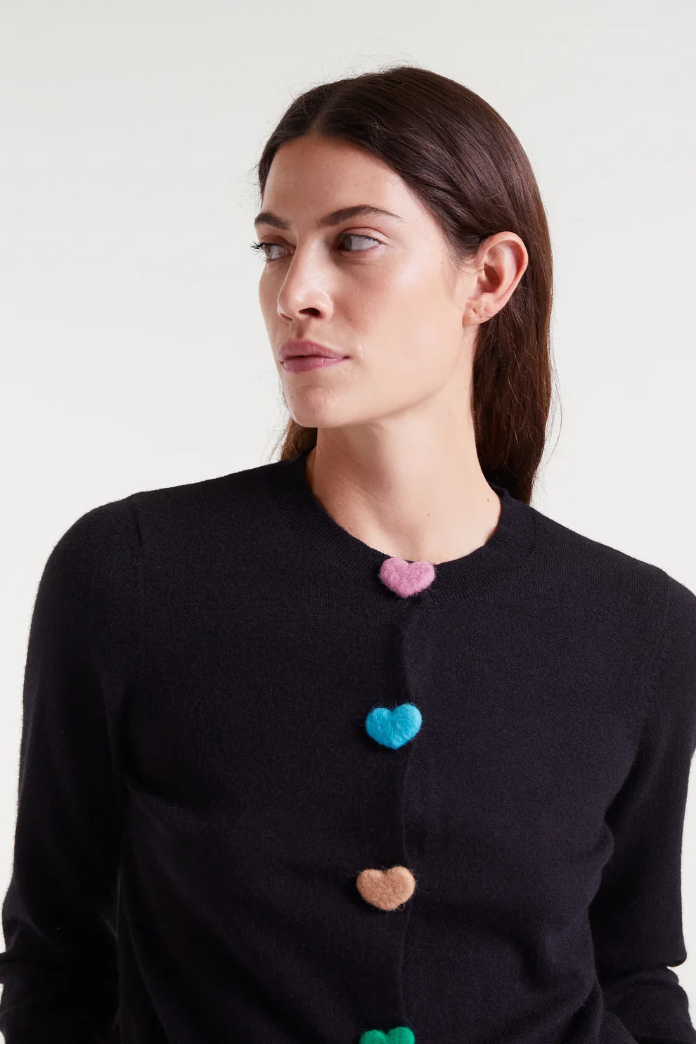 Compania Fantastica Carina Heart Button Cardigan