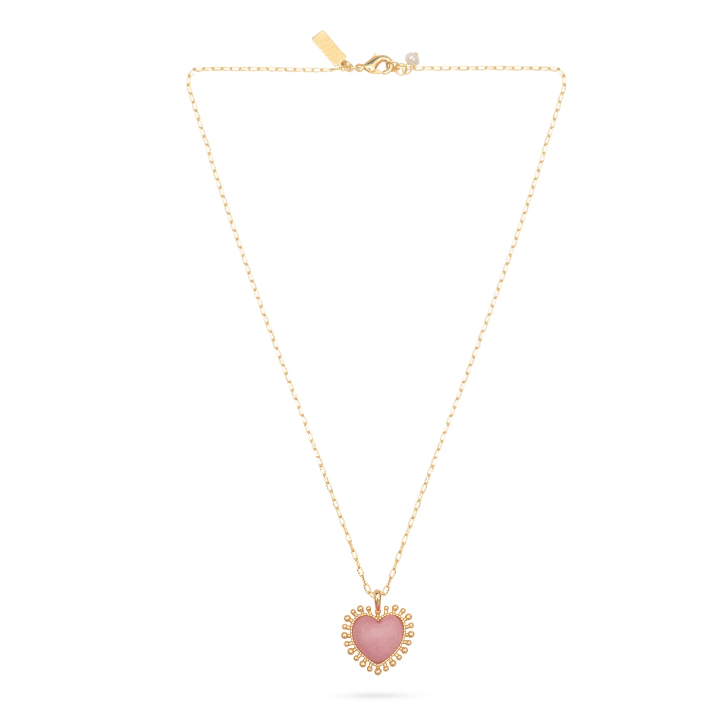Talis Chains Mini Heart Pendant Necklace - Pink Jade