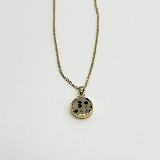 Semi-Precious Stone Circle Pendant Necklace