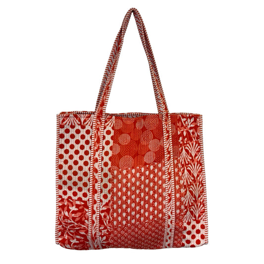 Patchwork Block Print Tote Bag