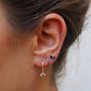 Gold Eye Drop Huggie With Blue Cubic Zirconia