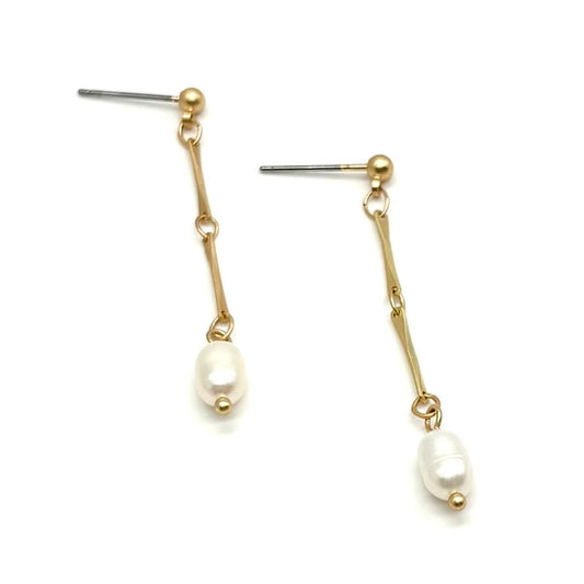 Double Link Pearl Drop Earrings