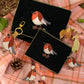 Dark Green Robin Small Velvet Pouch