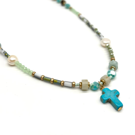 Crystal And Cross Necklace