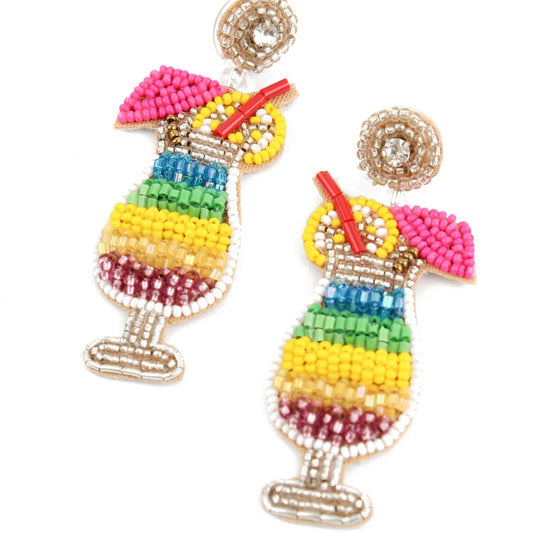 Rainbow Cocktail Beaded Earrings
