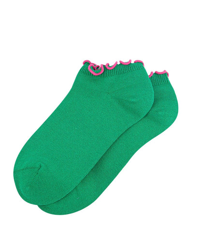 Frilly Trim Bamboo Trainer Socks