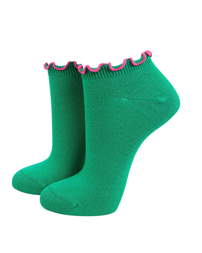 Frilly Trim Bamboo Trainer Socks