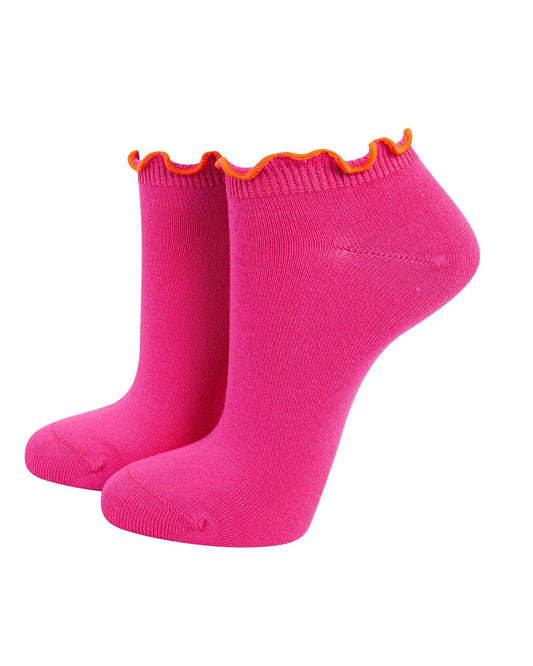 Frilly Trim Bamboo Trainer Socks