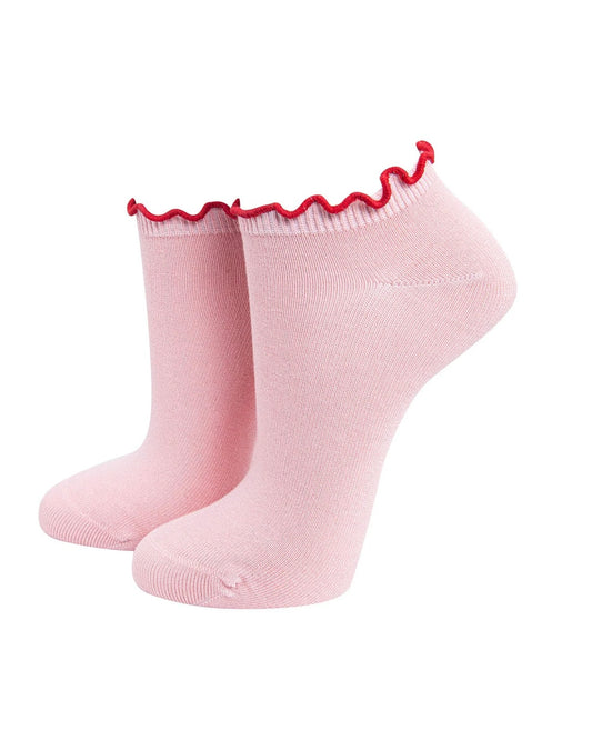 Frilly Trim Bamboo Trainer Socks