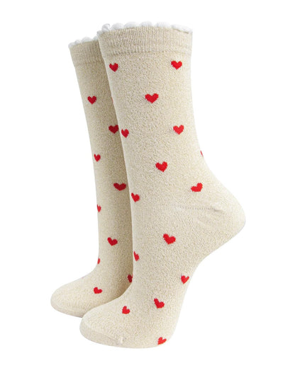 Love Hearts Combed Cotton Glitter Socks