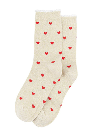 Love Hearts Combed Cotton Glitter Socks