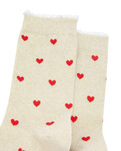 Love Hearts Combed Cotton Glitter Socks