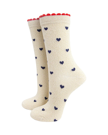 Love Hearts Combed Cotton Glitter Socks