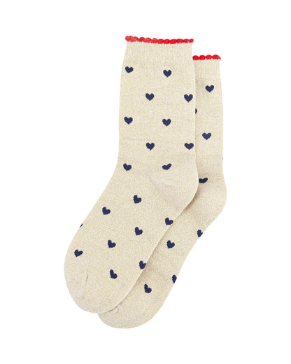 Love Hearts Combed Cotton Glitter Socks