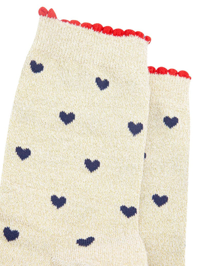 Love Hearts Combed Cotton Glitter Socks