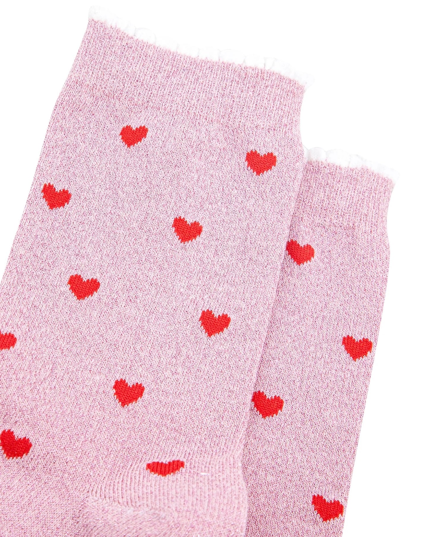 Love Hearts Combed Cotton Glitter Socks