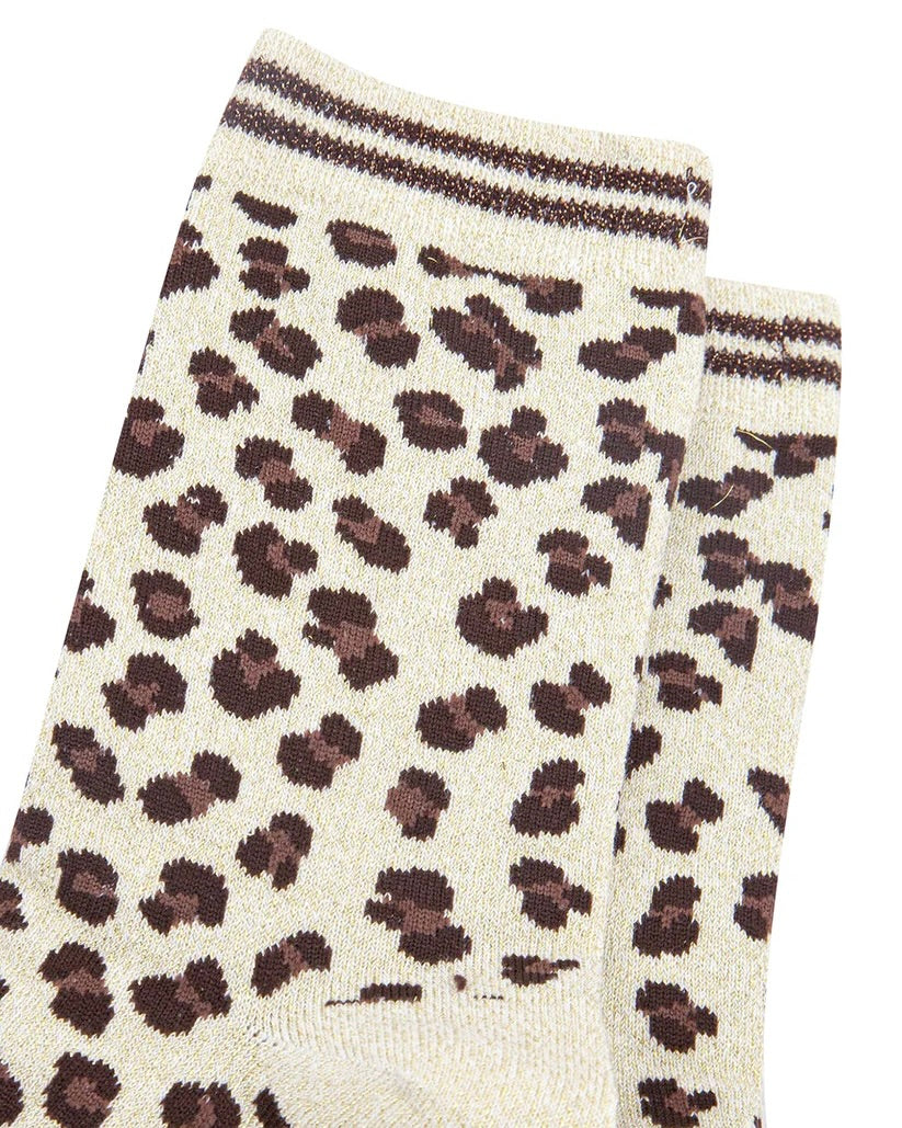 Women's Leopard Print Glitter Socks
