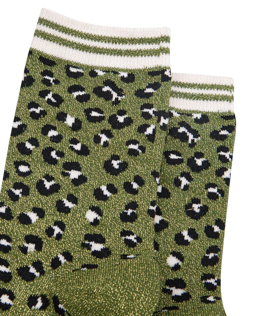 Women's Leopard Print Glitter Socks