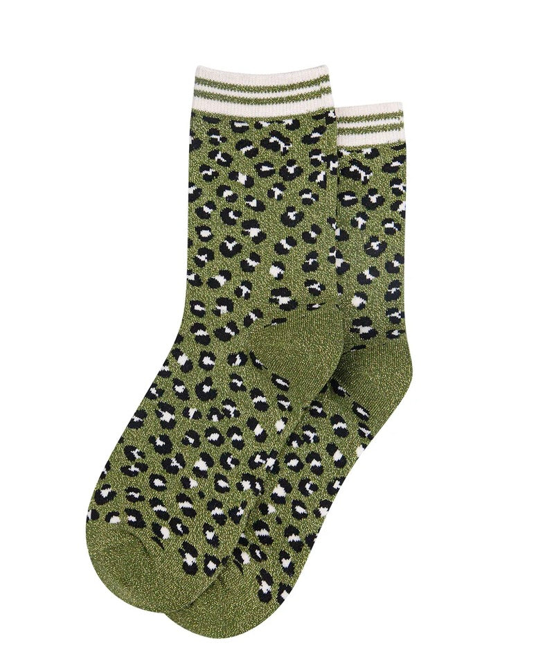 Women's Leopard Print Glitter Socks