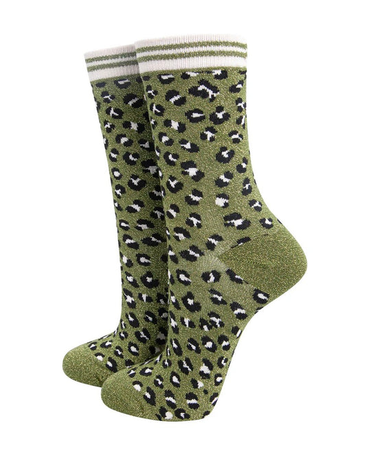 Women's Leopard Print Glitter Socks