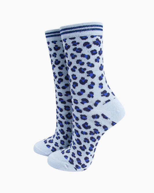 Women's Leopard Print Glitter Socks