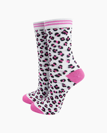 Women's Leopard Print Glitter Socks