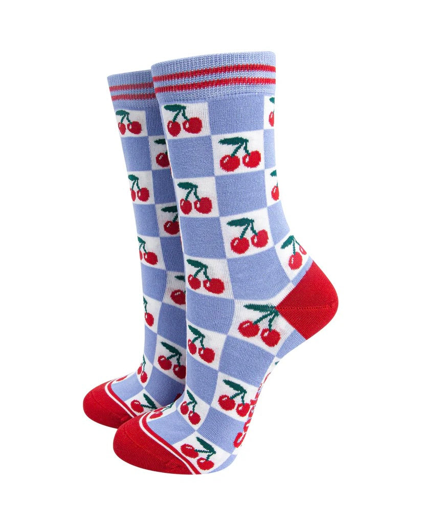 Bamboo Cherry Checkerboard Socks