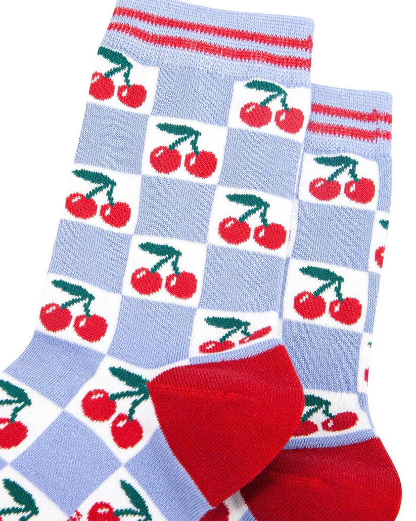 Bamboo Cherry Checkerboard Socks